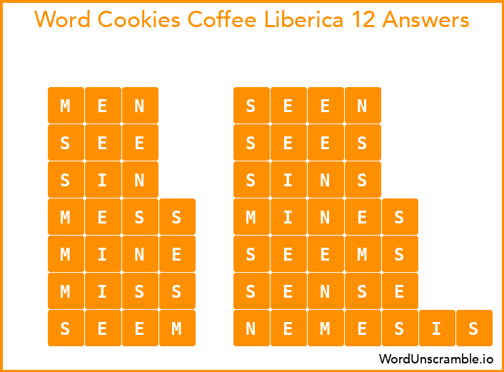 Word Cookies Coffee Liberica 12 Answers