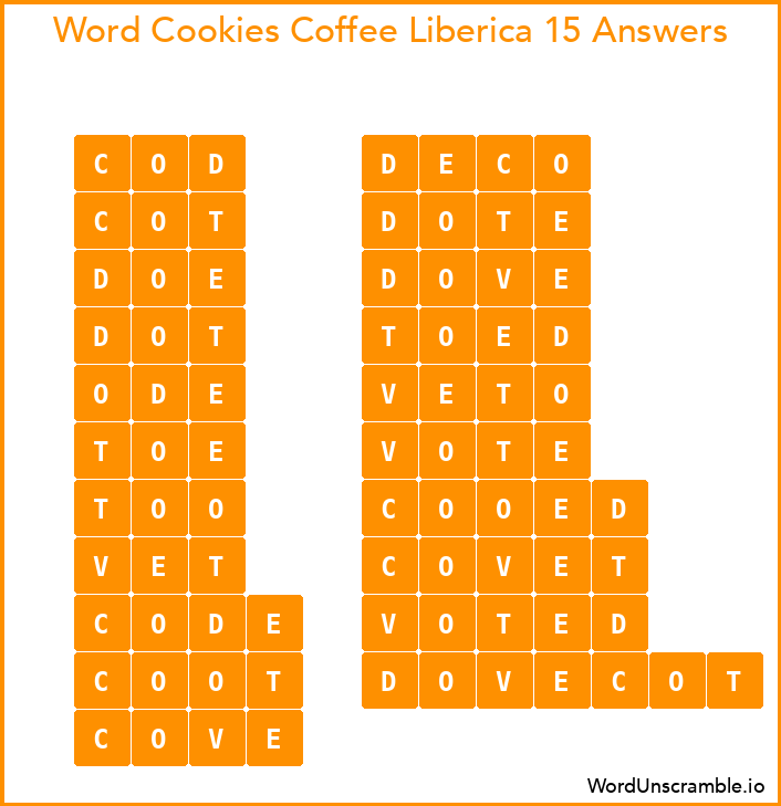 Word Cookies Coffee Liberica 15 Answers