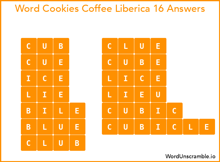 Word Cookies Coffee Liberica 16 Answers