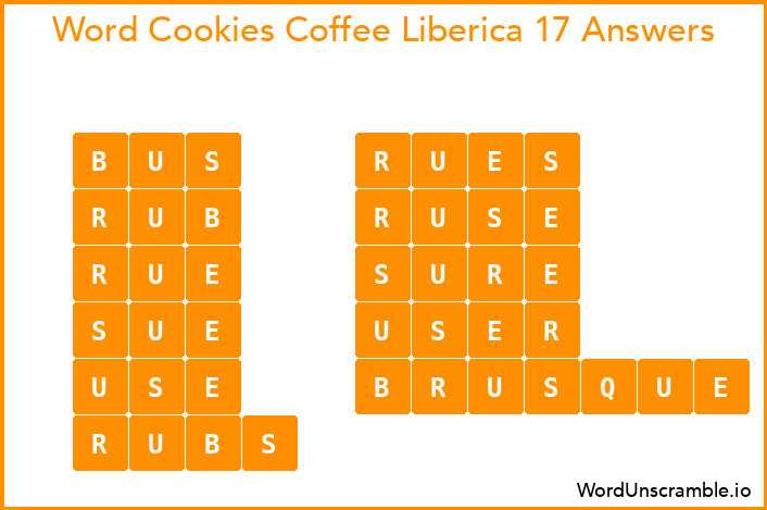 Word Cookies Coffee Liberica 17 Answers