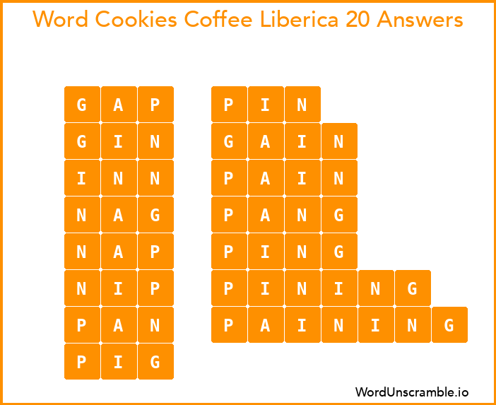 Word Cookies Coffee Liberica 20 Answers