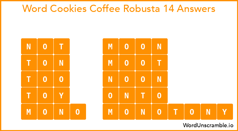 Word Cookies Coffee Robusta 14 Answers