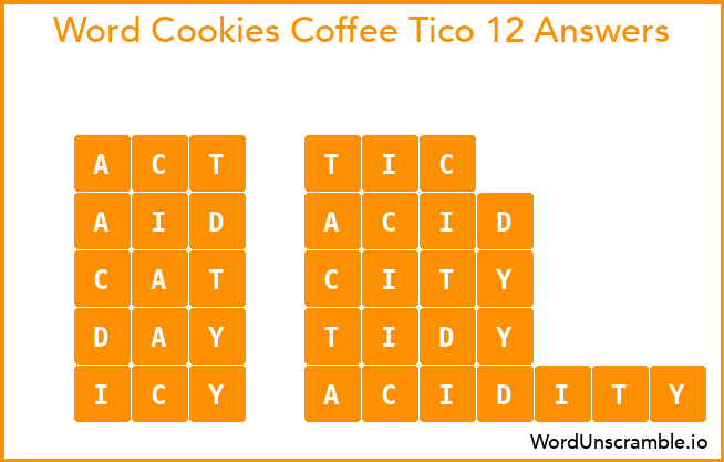 Word Cookies Coffee Tico 12 Answers