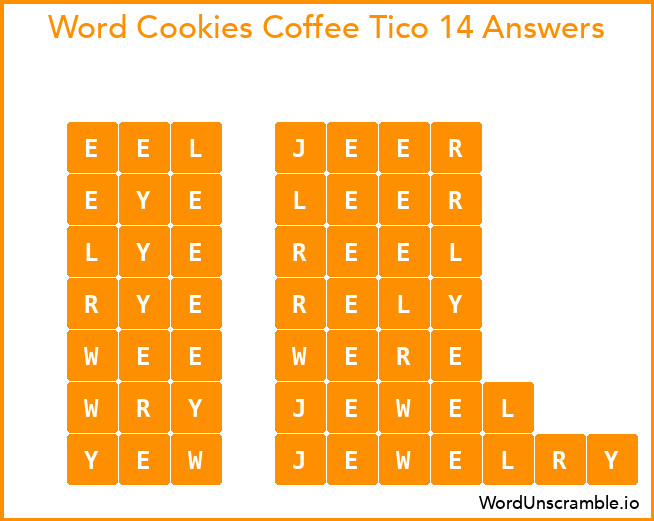 Word Cookies Coffee Tico 14 Answers