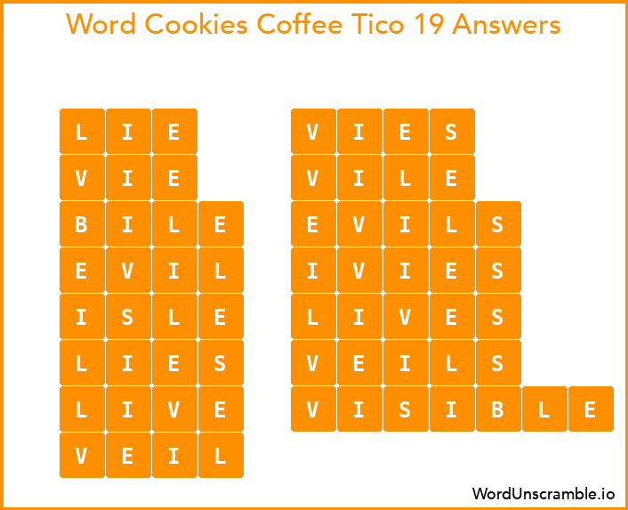 Word Cookies Coffee Tico 19 Answers