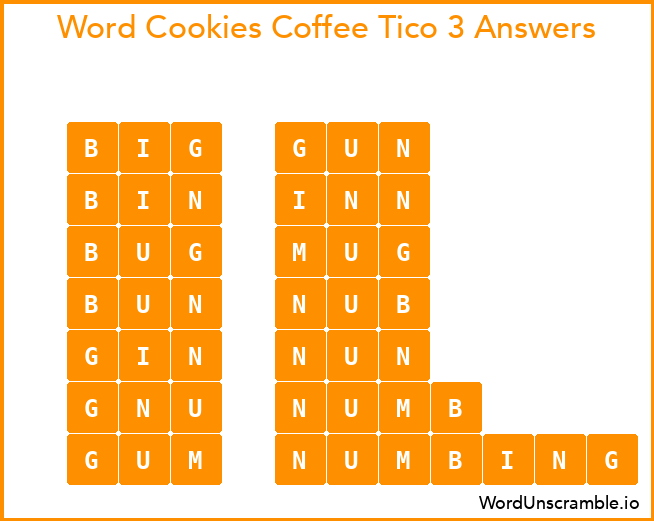 Word Cookies Coffee Tico 3 Answers