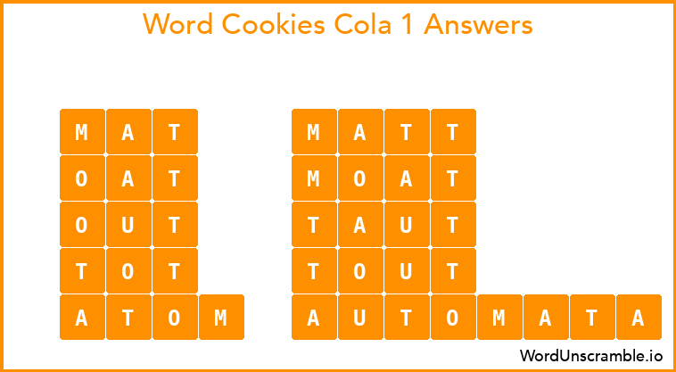 Word Cookies Cola 1 Answers