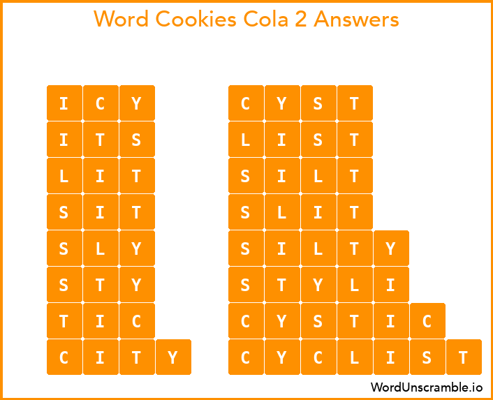 Word Cookies Cola 2 Answers