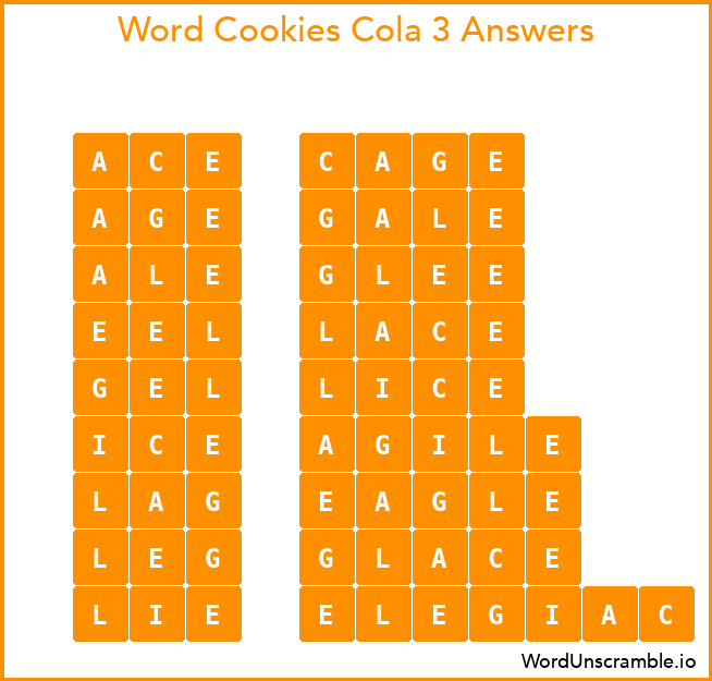 Word Cookies Cola 3 Answers