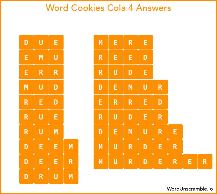 Word Cookies Cola 4 Answers