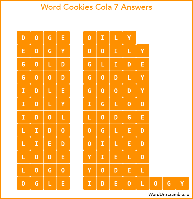 Word Cookies Cola 7 Answers