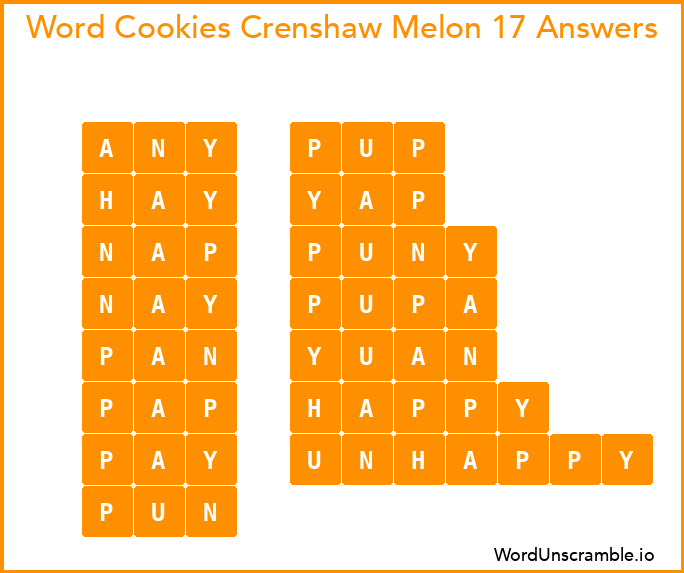 Word Cookies Crenshaw Melon 17 Answers