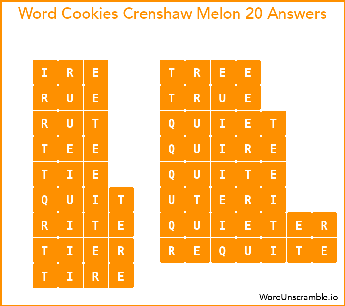 Word Cookies Crenshaw Melon 20 Answers