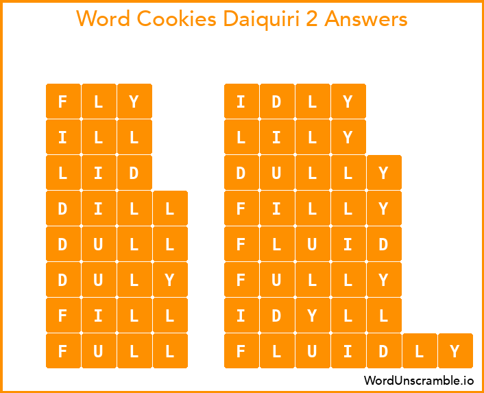 Word Cookies Daiquiri 2 Answers