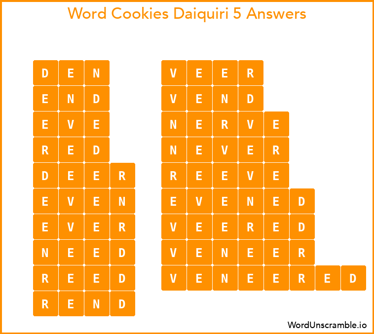 Word Cookies Daiquiri 5 Answers