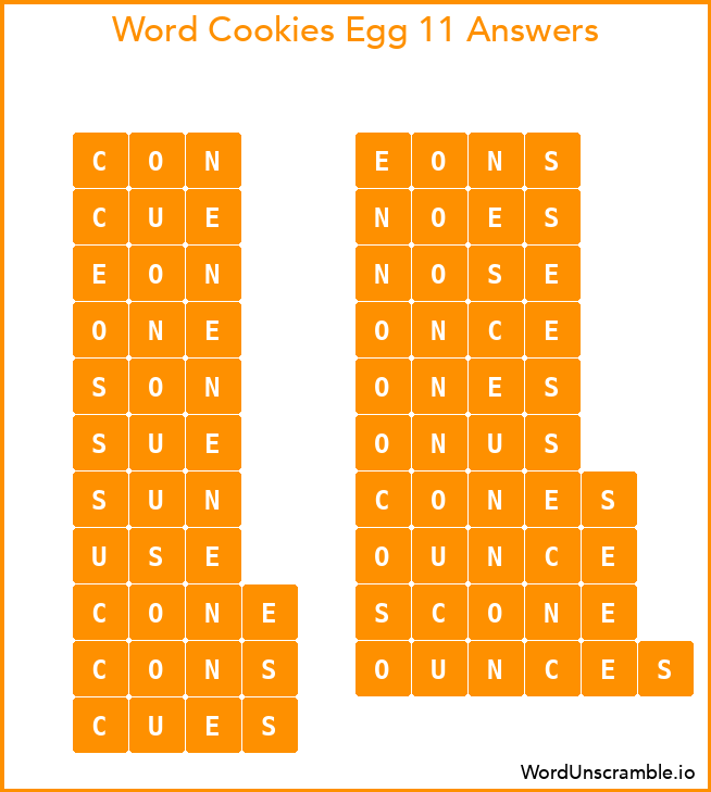 Word Cookies Egg 11 Answers