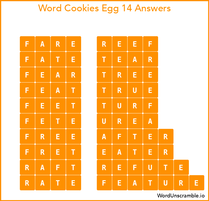 Word Cookies Egg 14 Answers