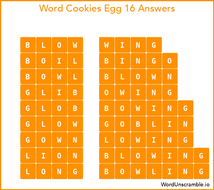 Word Cookies Egg 16 Answers