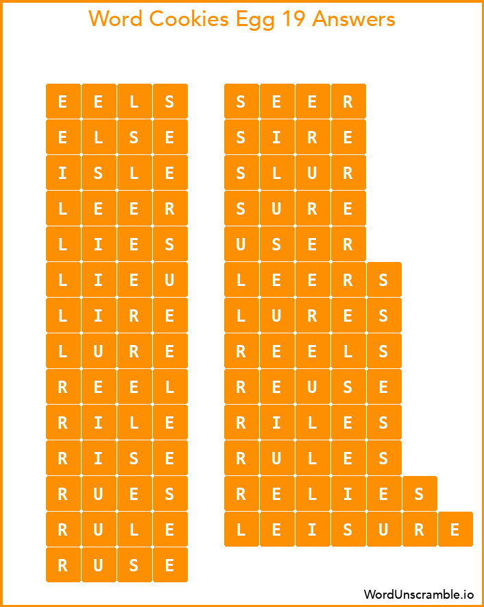 Word Cookies Egg 19 Answers