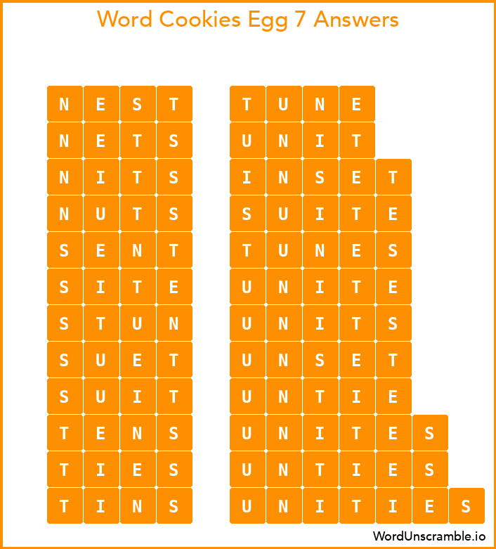 Word Cookies Egg 7 Answers
