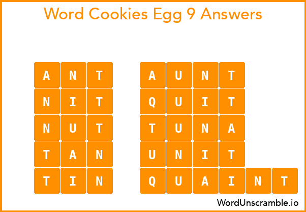 Word Cookies Egg 9 Answers
