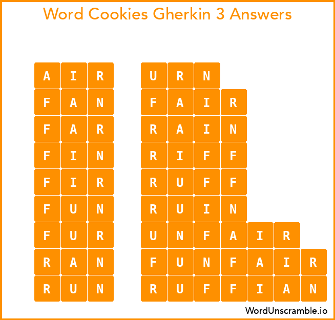 Word Cookies Gherkin 3 Answers