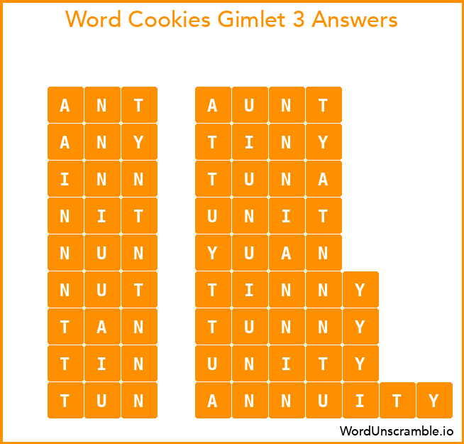 Word Cookies Gimlet 3 Answers