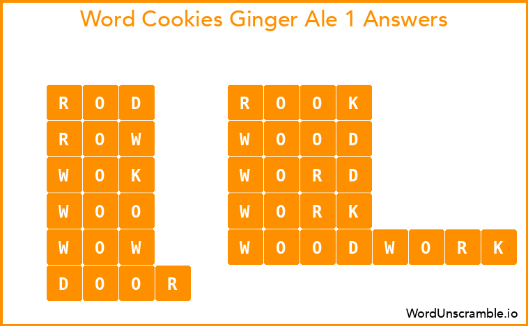 Word Cookies Ginger Ale 1 Answers