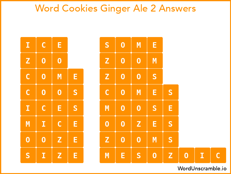 Word Cookies Ginger Ale 2 Answers