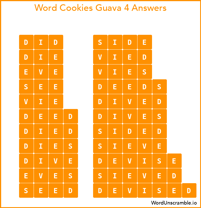 Word Cookies Guava 4 Answers
