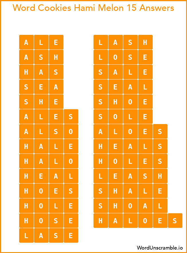 Word Cookies Hami Melon 15 Answers