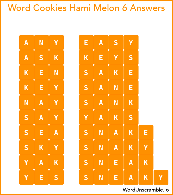 Word Cookies Hami Melon 6 Answers