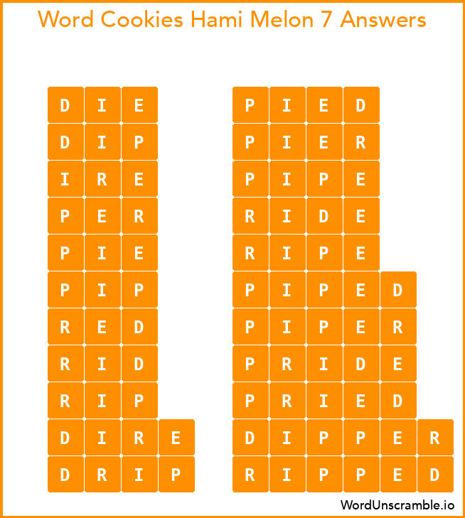 Word Cookies Hami Melon 7 Answers