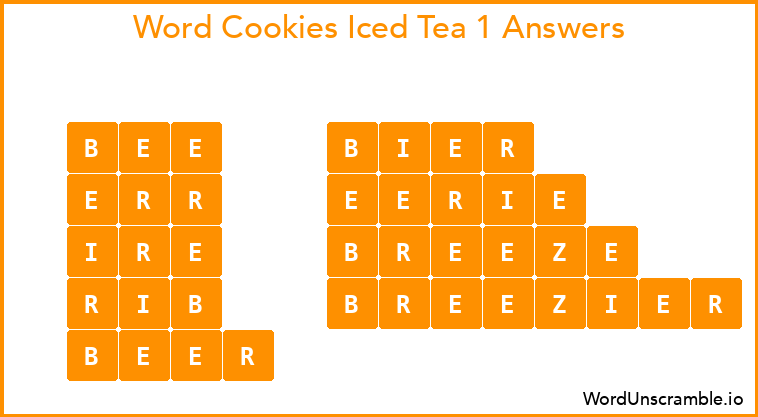 Word Cookies Iced Tea 1 Answers