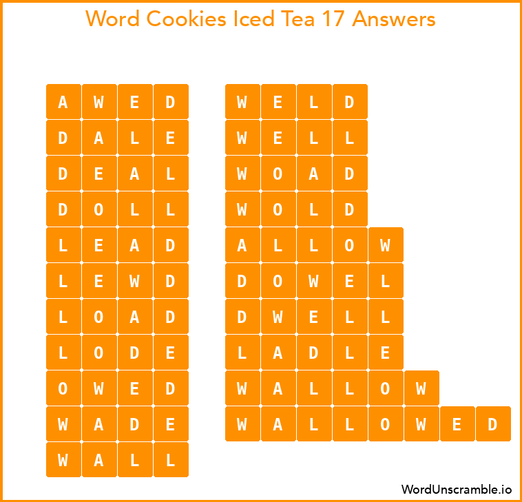 Word Cookies Iced Tea 17 Answers