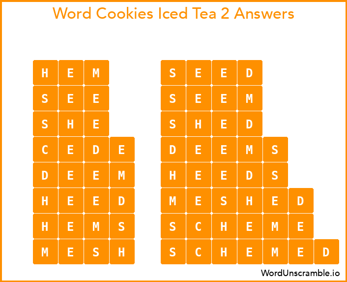 Word Cookies Iced Tea 2 Answers