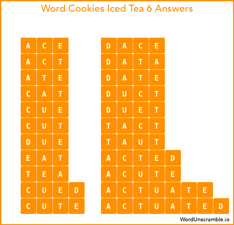 Word Cookies Iced Tea 6 Answers
