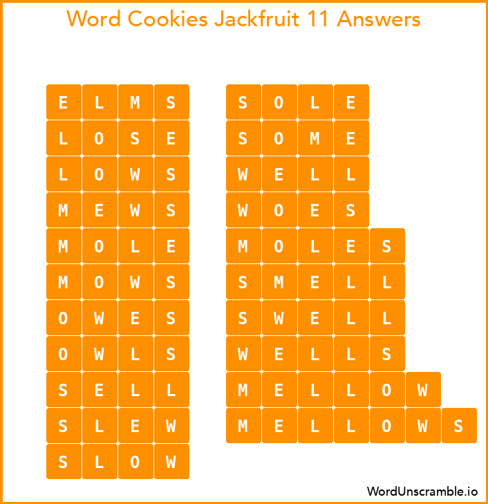 Word Cookies Jackfruit 11 Answers