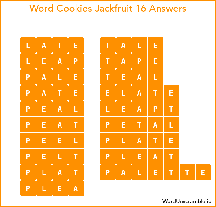 Word Cookies Jackfruit 16 Answers