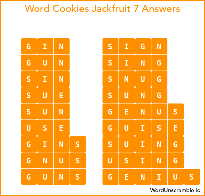 Word Cookies Jackfruit 7 Answers