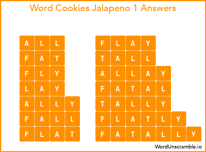 Word Cookies Jalapeno 1 Answers
