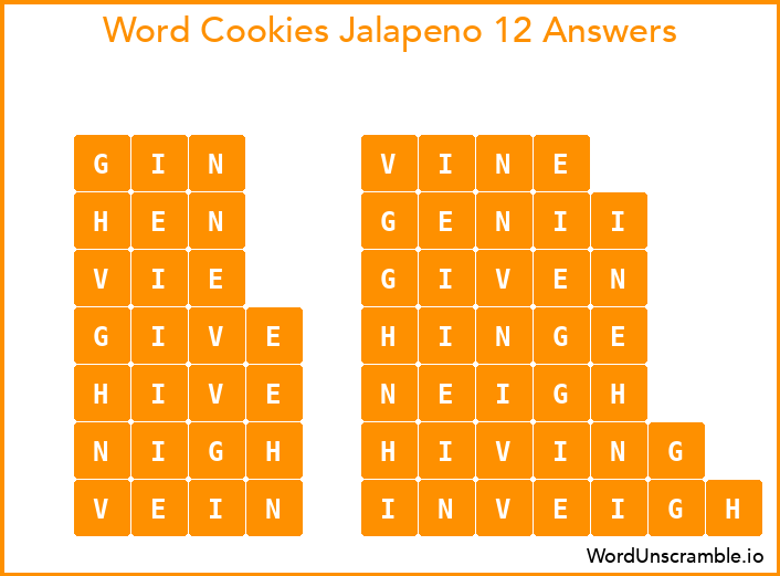 Word Cookies Jalapeno 12 Answers