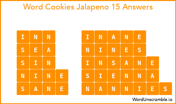 Word Cookies Jalapeno 15 Answers