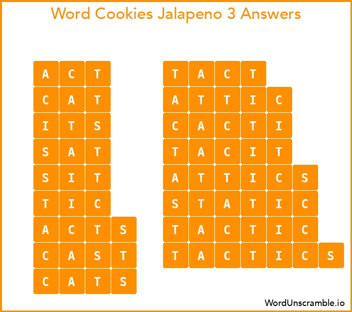 Word Cookies Jalapeno 3 Answers