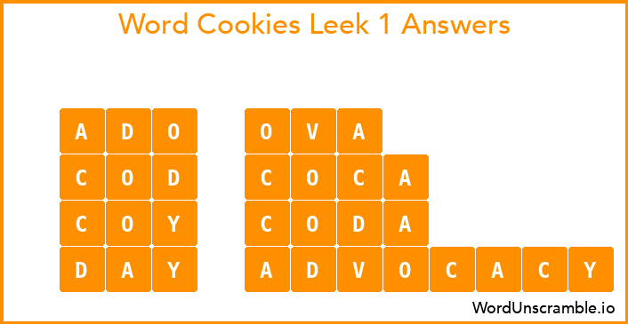 Word Cookies Leek 1 Answers