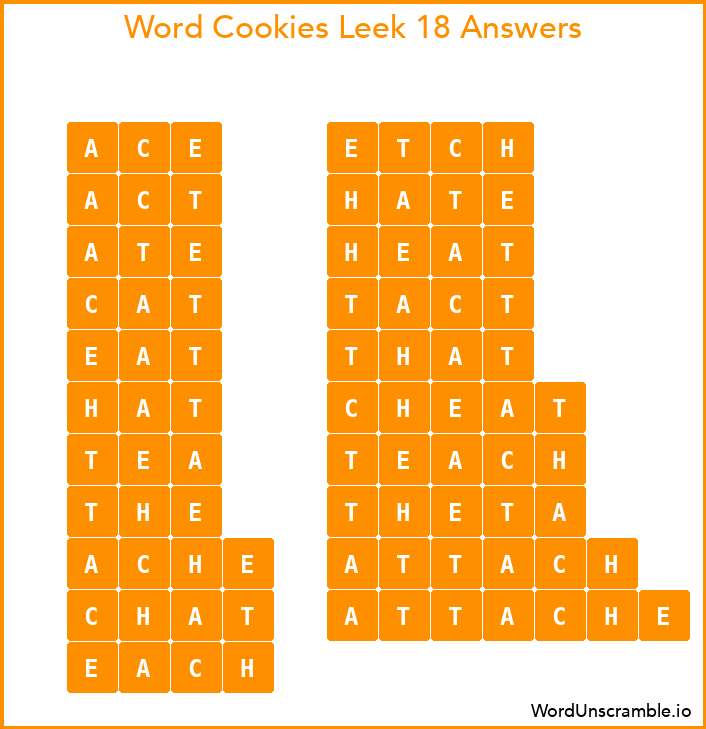Word Cookies Leek 18 Answers