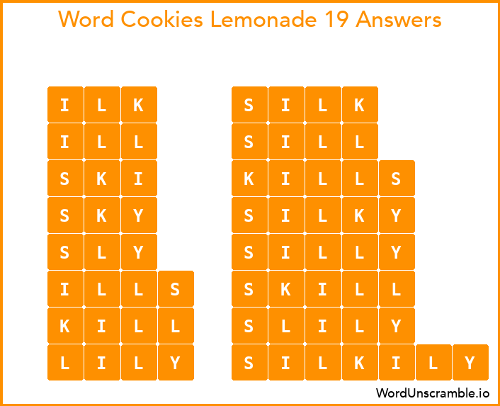 Word Cookies Lemonade 19 Answers