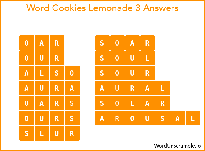 Word Cookies Lemonade 3 Answers