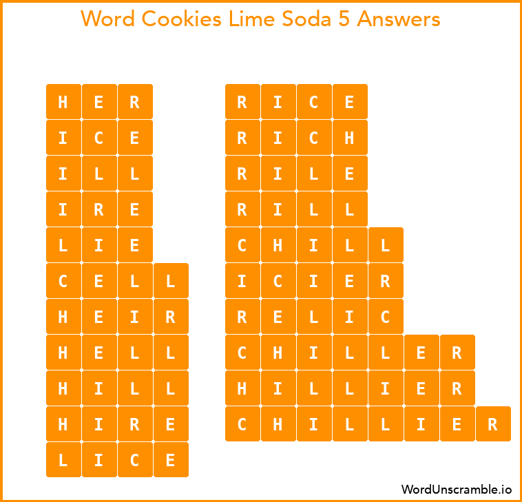 Word Cookies Lime Soda 5 Answers