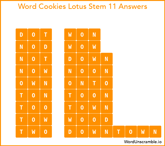 Word Cookies Lotus Stem 11 Answers